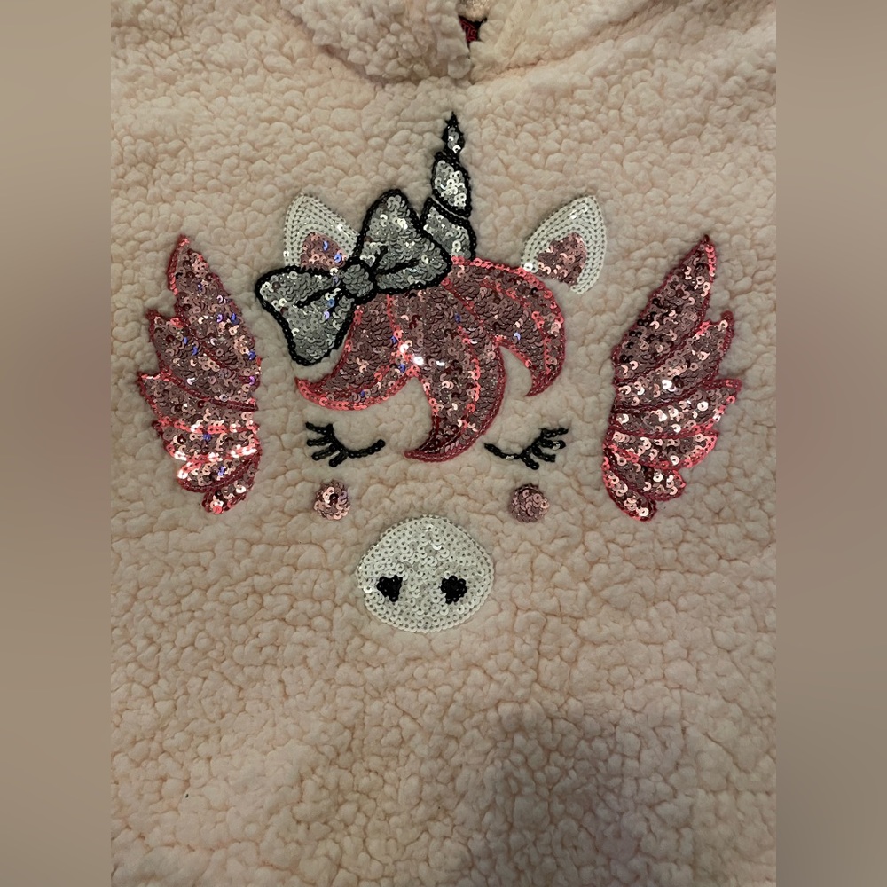 Girls Sherpa unicorn hoodie/ jacket/ pull over size 12